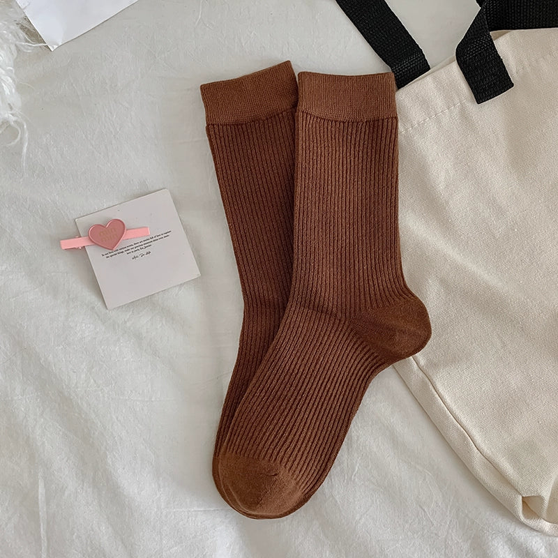 [5 Pairs] Spring and Summer Mid-Calf What! You Haven't Bought It Yet! Pure Cotton Fabric Is Comfortable and Breathable!