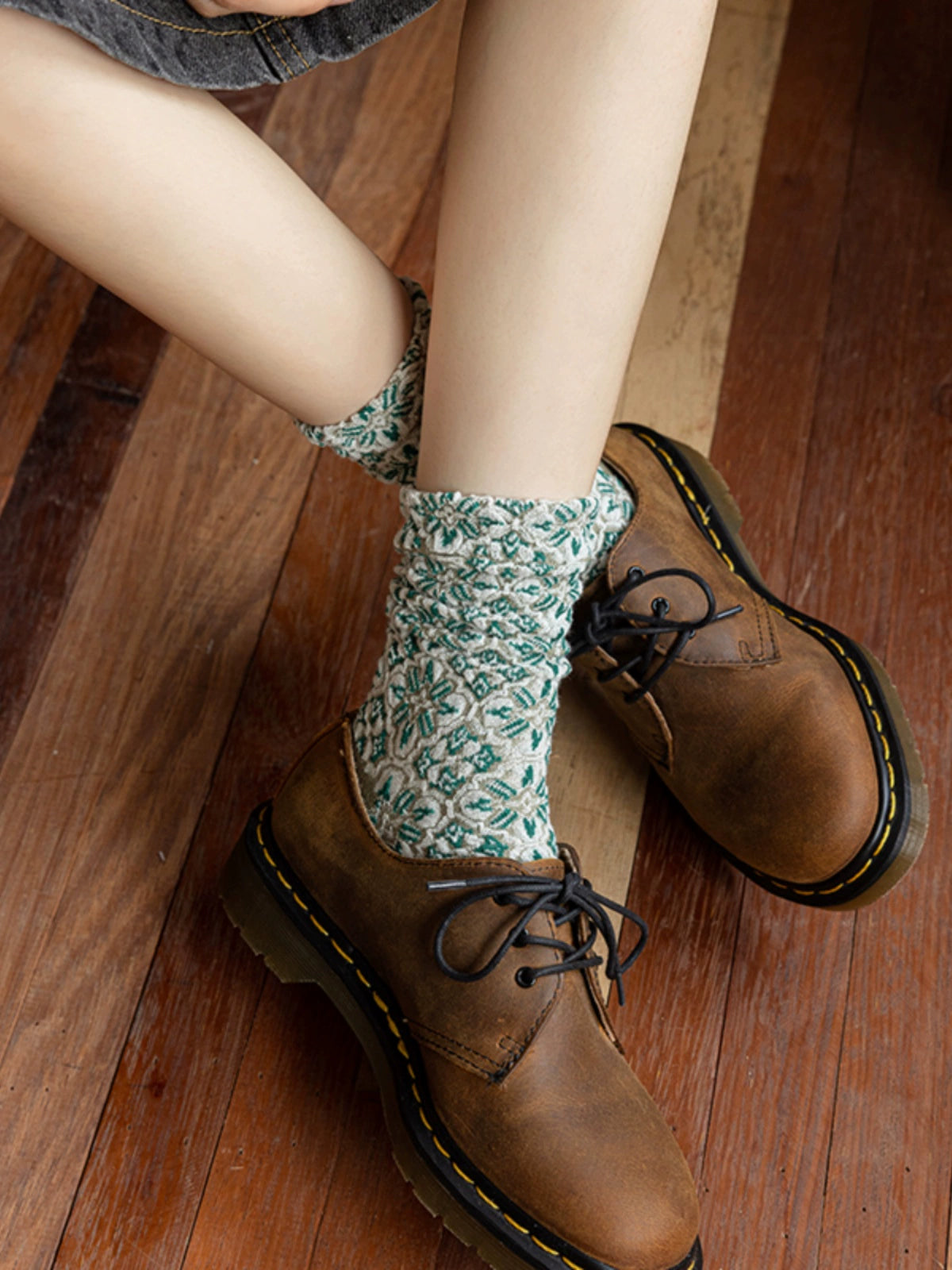 [5 Pairs] Pure Cotton Ethnic Style Fashion Wear Mid-Calf