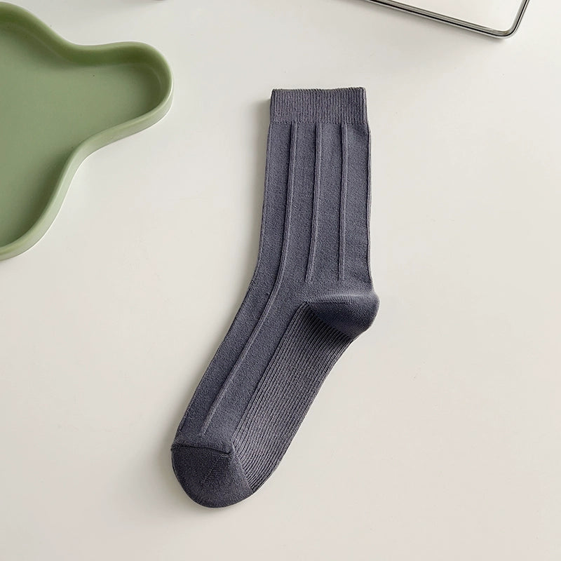 [5 Pairs] Spring Summer Pure Cotton Simple Twist Bright Color Series Bunching Socks