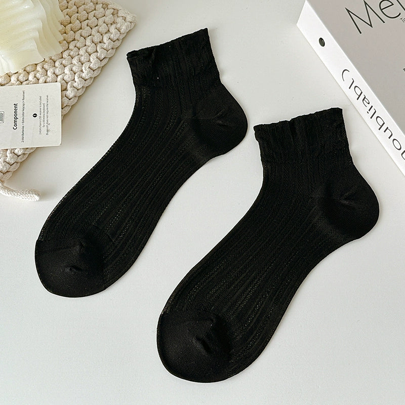 [5 Pairs] Cute Secret Weapon Spring and Summer Thin Breathable Solid Color Makes You Look Younger Instantly