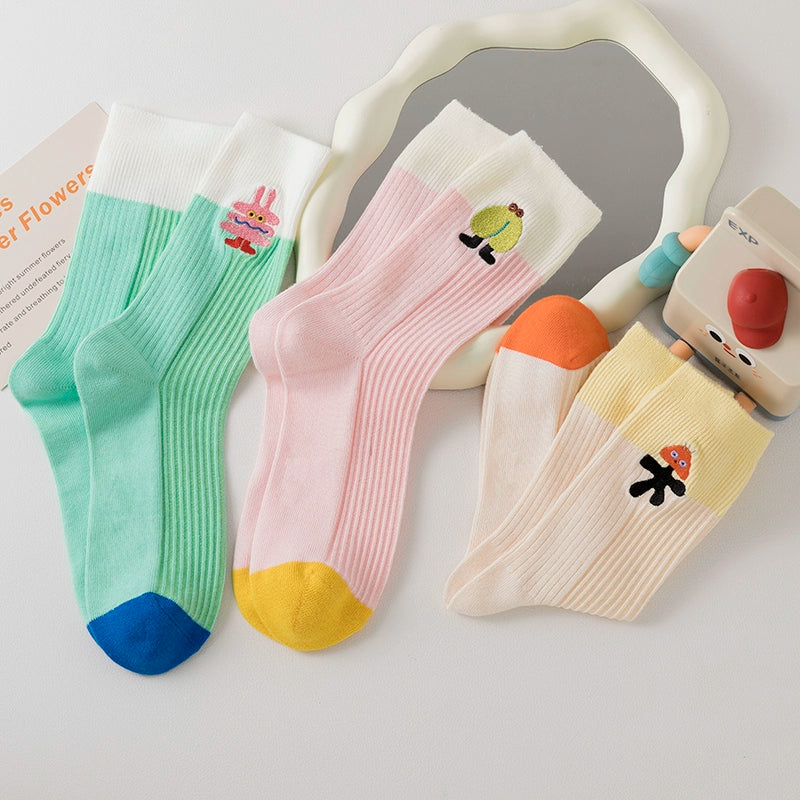 [3 Pairs] Simple Aesthetics, Improve Your Wearing Partner's Spring and Summer Thin Cute Embroidery