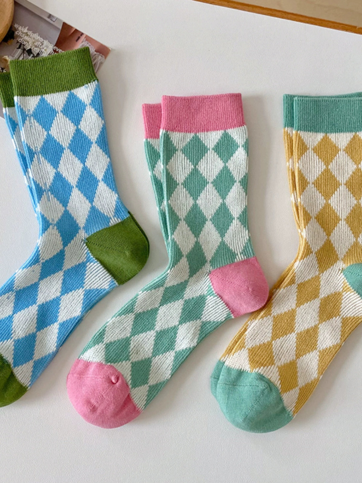 [3 Pairs] Matching Art Spring and Summer Thin Double Needle Items to Match Fashion Sense