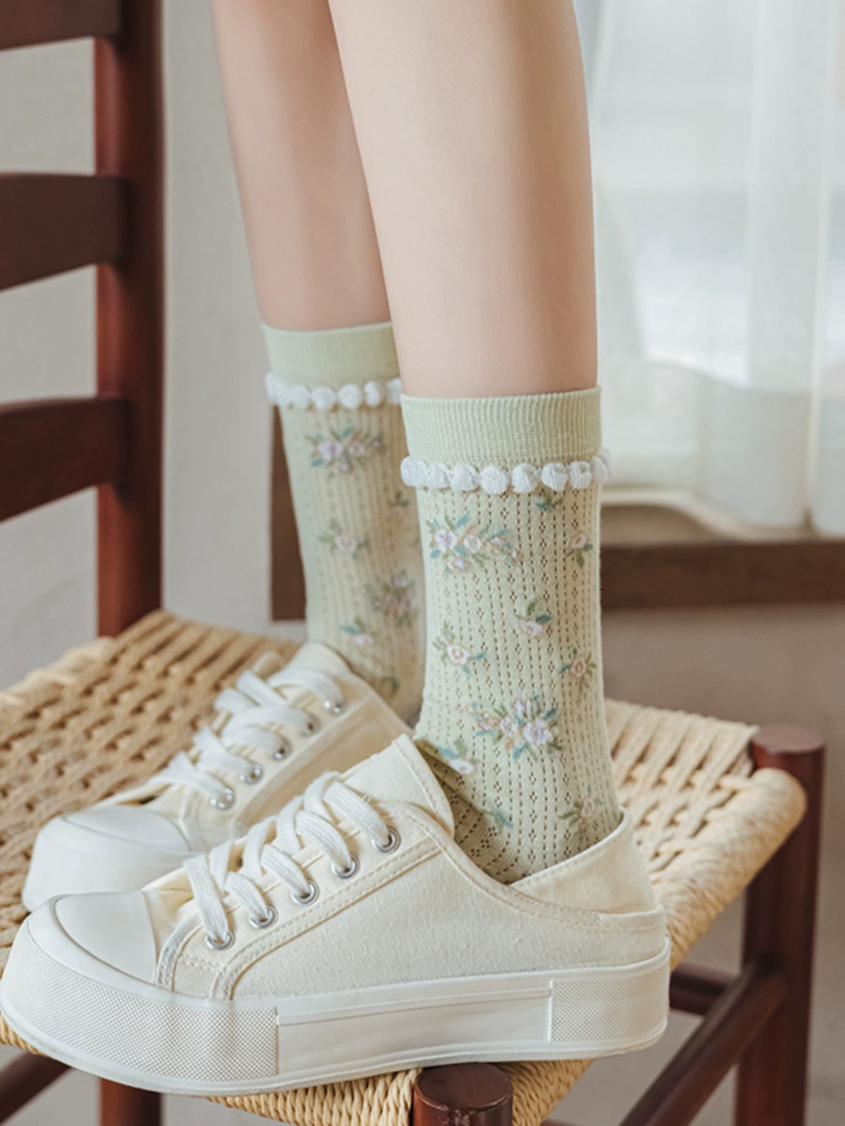 [3 Pairs] Spring Summer Simplicity Breathable Thin Pure Cotton Mesh to Create Personalized Summer Style