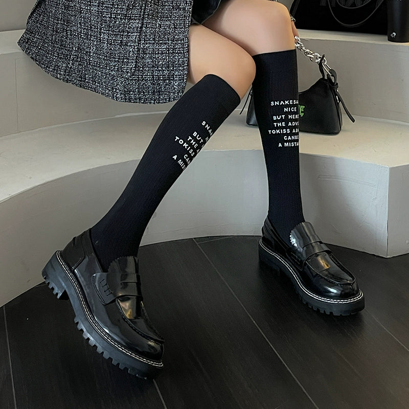 Spring and Summer Letters Calf Socks Simple and Generous