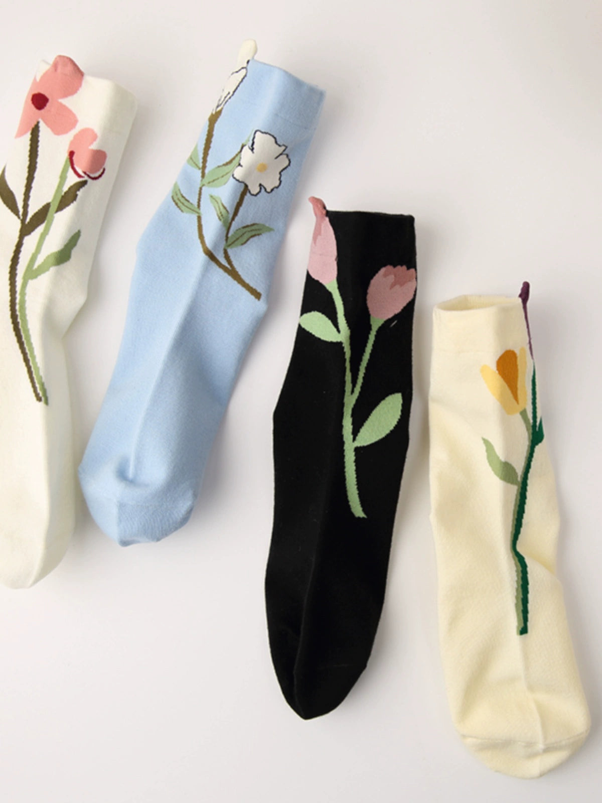 [4 Pairs] How to Wear Cute Girly Style? Spring Summer Pure Cotton Cute Wear