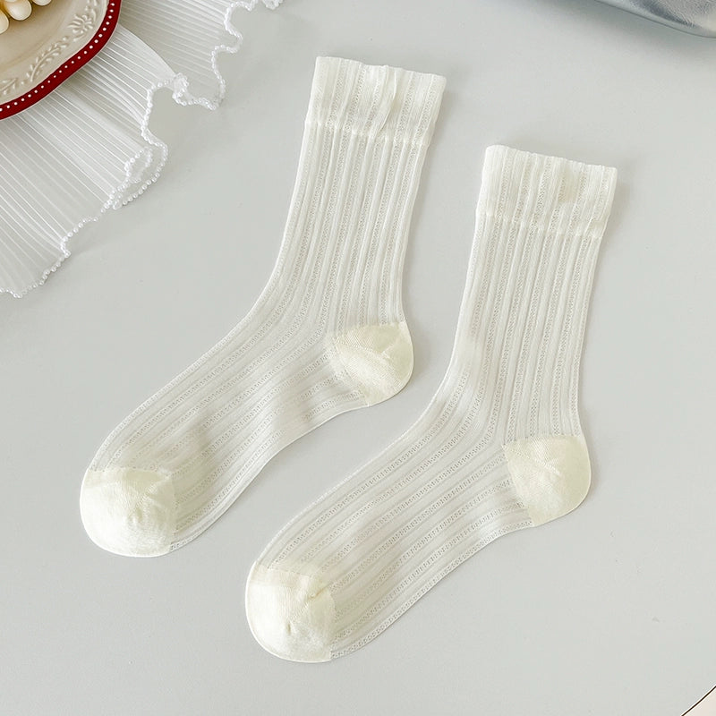 [5 Pairs] Summer Kanekalon Breathable Sexy Girl Fashion Simple Plain Color Easy to Match