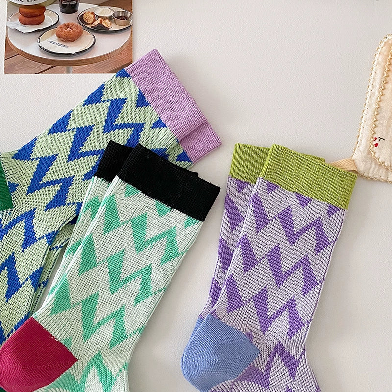 [3 Pairs] Happy to Wear Spring and Summer Thin Breathable Double Needle Style to Express Your Mood