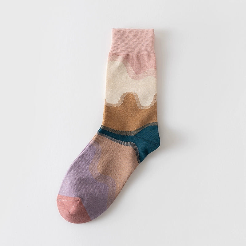 [5 Pairs] Spring and Summer Sunset Glow Bright Color Series Bright Pure Cotton