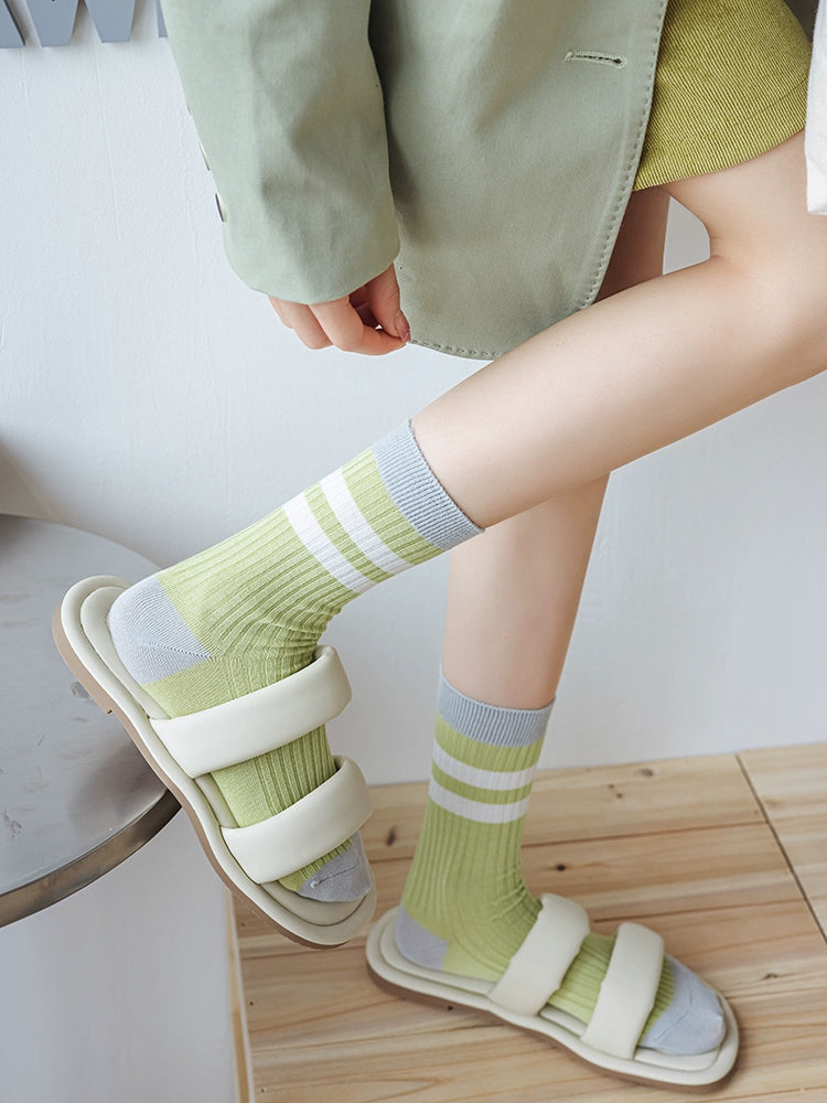 [2 Pairs] Green Bamboo Cotton Spring and Summer Thin and Comfortable Breathable Bring a Grassland