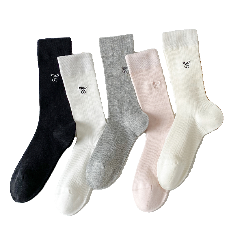 [5 Pairs] Solid Color Bowknot Cute MUA Summer Thin Breathable Little Fairy Wear