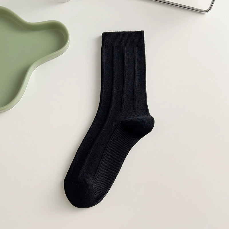 [5 Pairs] Spring Summer Pure Cotton Simple Twist Bright Color Series Bunching Socks