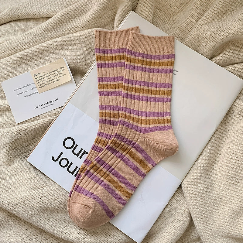 [4 Pairs] New Fashion Not Absent Spring and Summer Double Needle Purple Quiet Girly and Fashion Wear