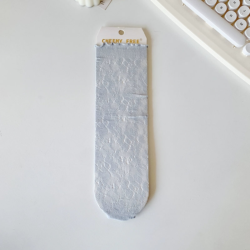 [5 Pairs] Summer Thin and Comfortable Breathable Mesh Pile Style Tube Socks