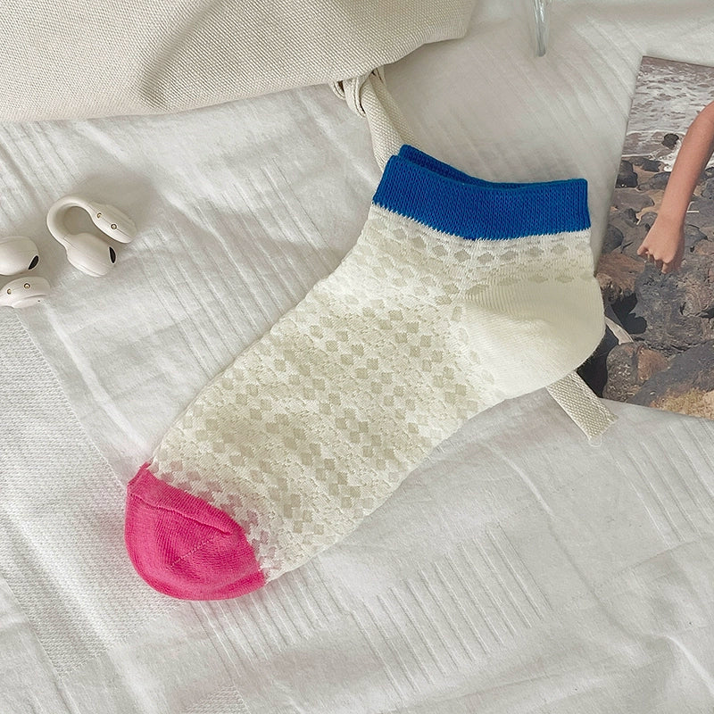 [5 Pairs] Summer Two-Color Wear Thin Breathable Mesh Girl