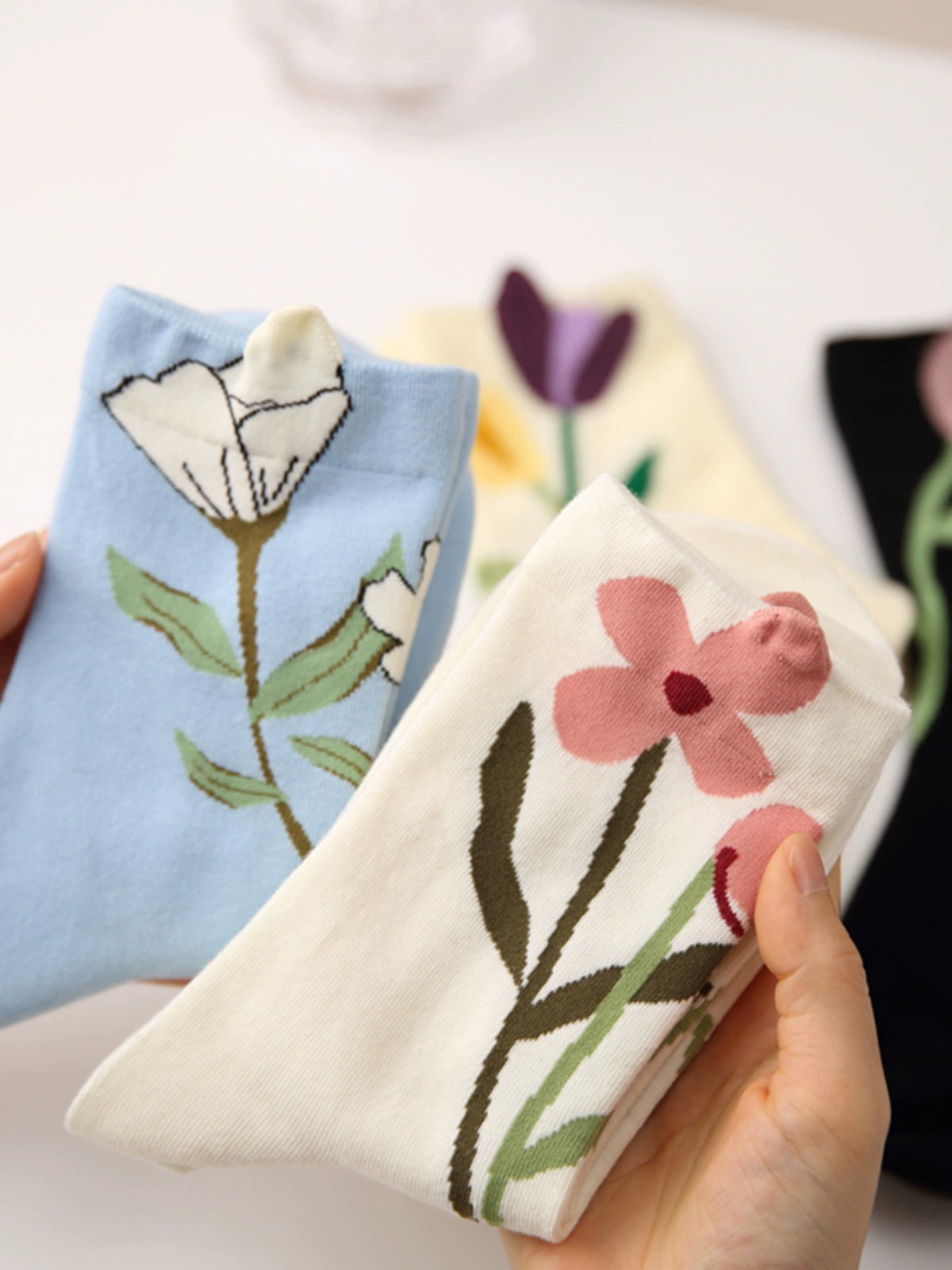 [4 Pairs] How to Wear Cute Girly Style? Spring Summer Pure Cotton Cute Wear