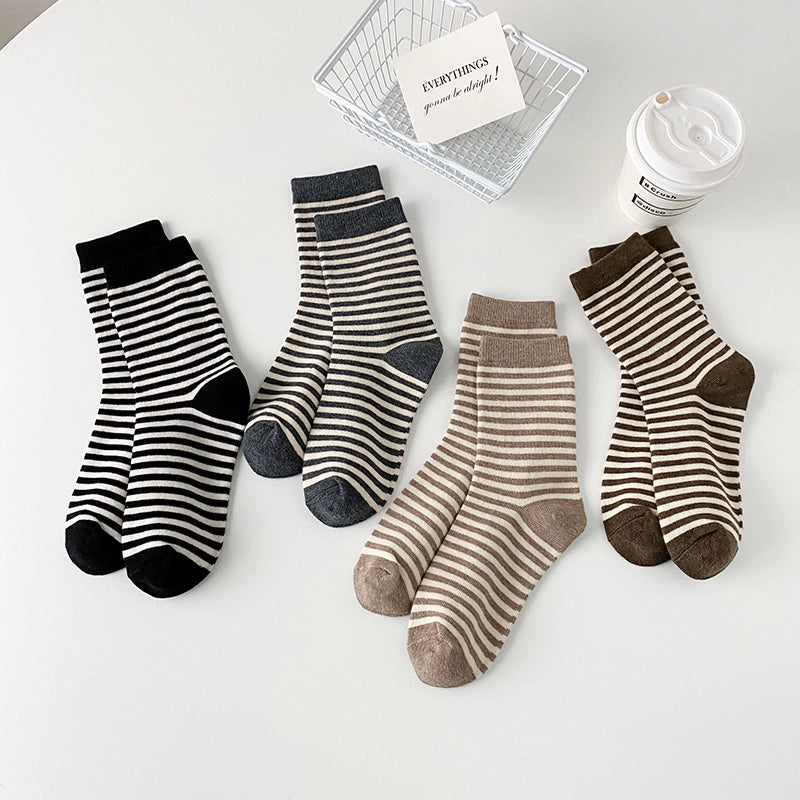 [2 Pairs] Spring and Summer Classic Striped Pure Cotton Comfortable Breathable and Fashionable
