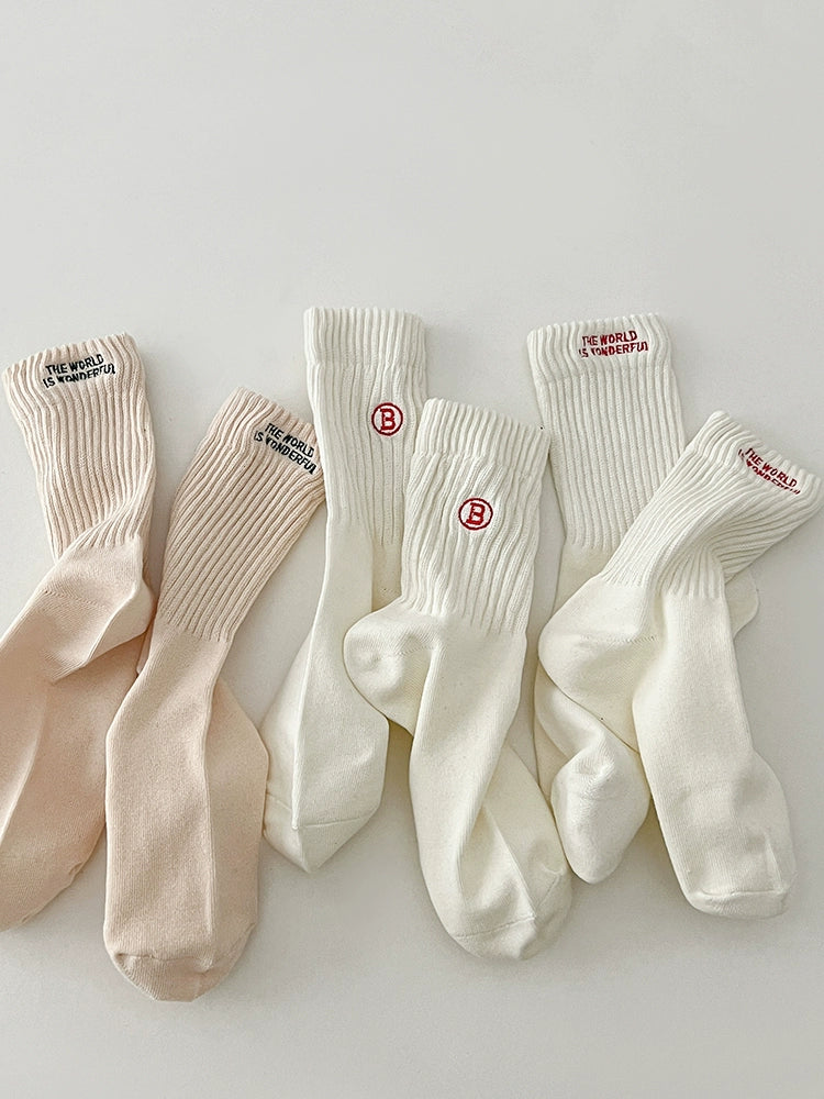 [7 Pairs] Spring and Summer White in Thin Section Letters Couples Fashion Shoes Matching Will Take You to Fashion