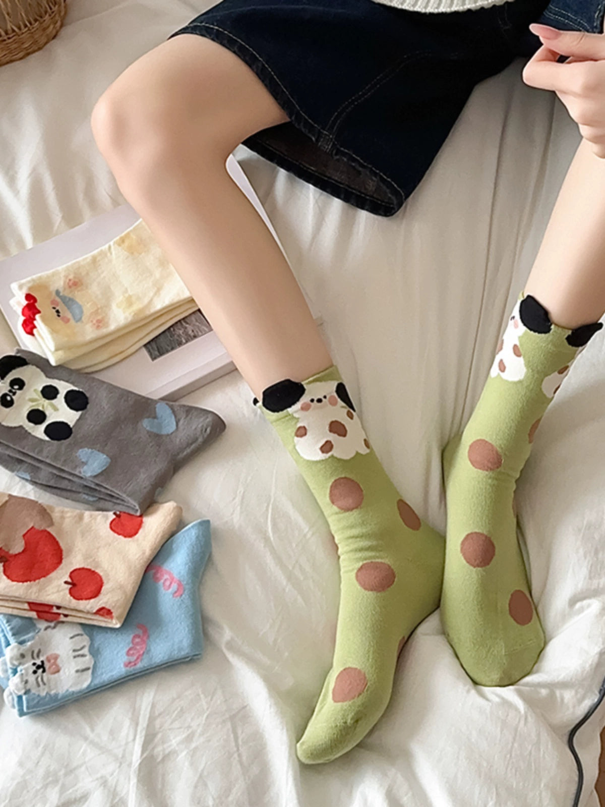 [5 Pairs] Spring and Summer Three-Dimensional Cartoon Thin Japanese Soft and Adorable Wear