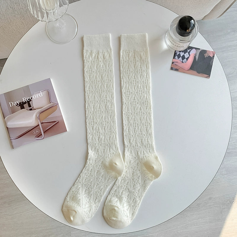 [2 Pairs] Pure White Summer Wear Calf Socks Suitable for Spring and Summer Matching Skirt