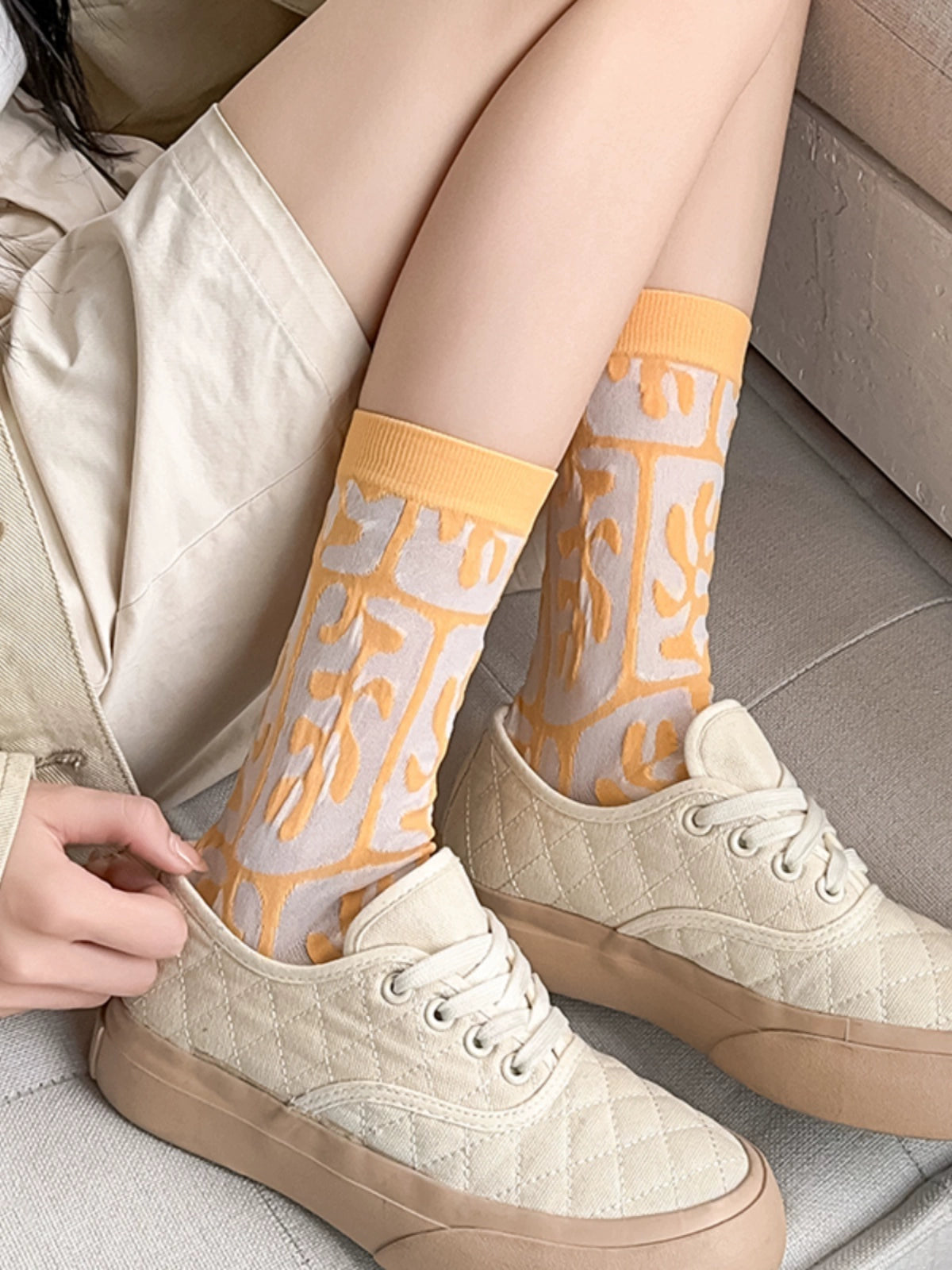 [4 Pairs] Spring and Summer Thin Breathable Mesh Street Fashion Athletic Girl Wear