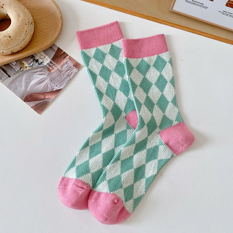 [3 Pairs] Matching Art Spring and Summer Thin Double Needle Items to Match Fashion Sense