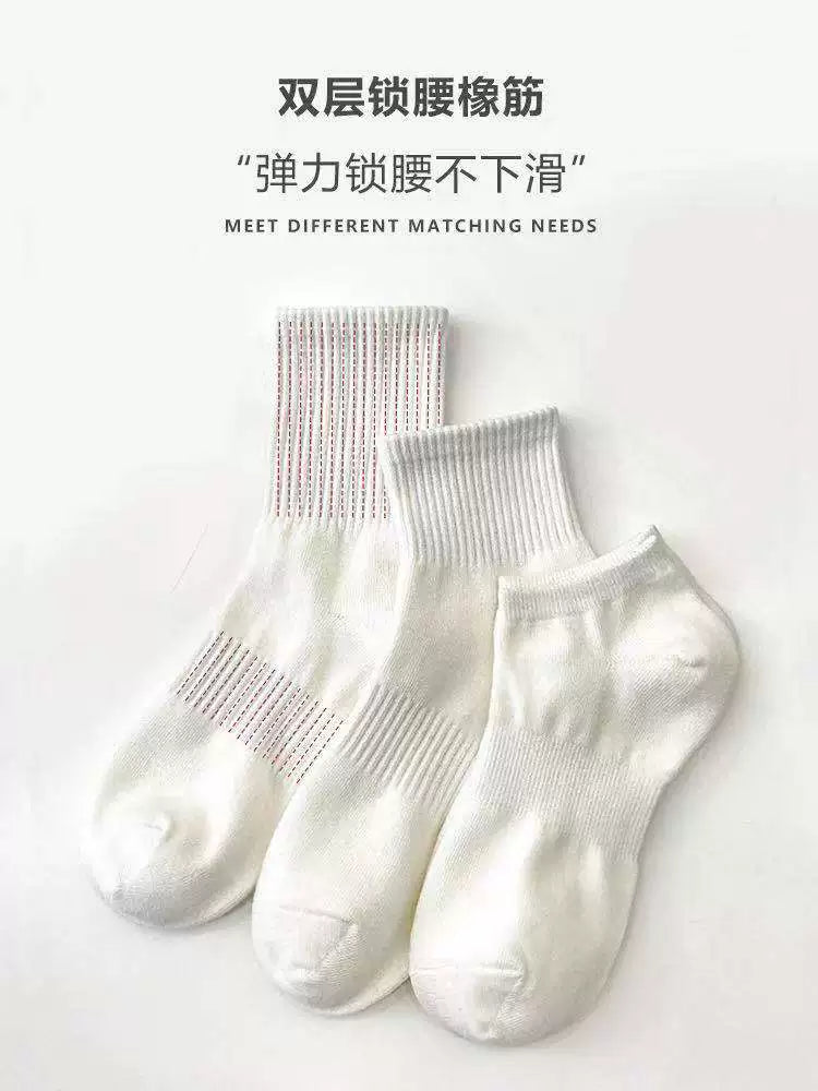 [3 Pairs] Black Socks Women's Mid Tube Stockings Spring and Summer Tide White Long Socks Women's Socks Cotton Socks