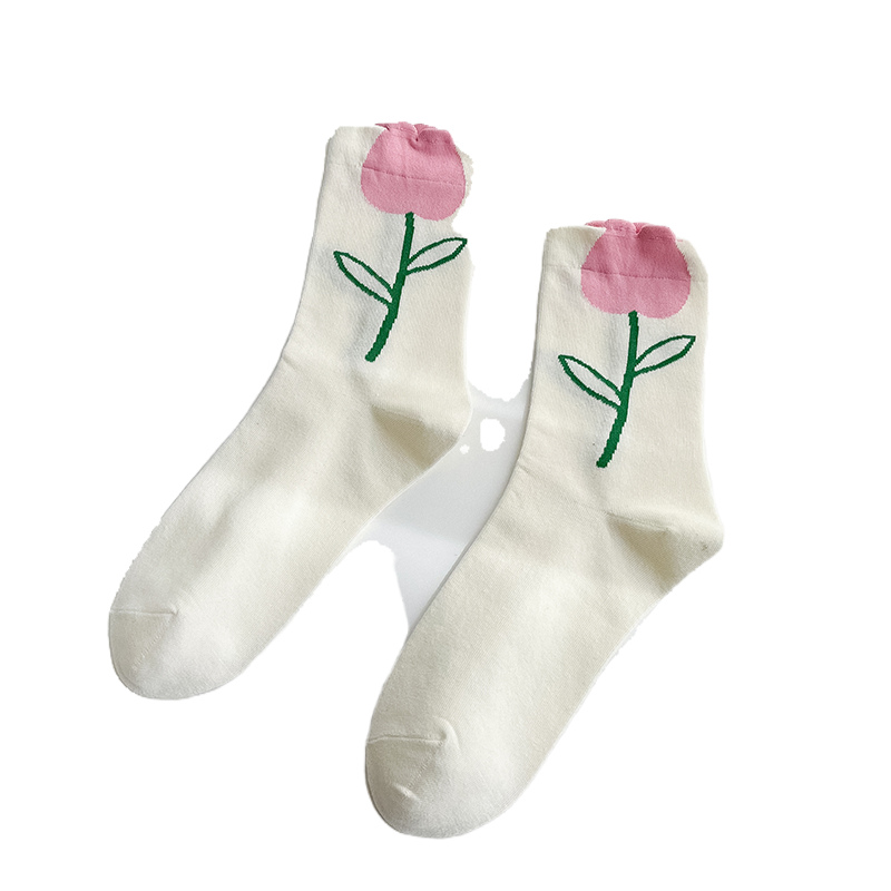 [3 Pairs] Three Flowers in Spring and Summer Look Good in Any Way. Pure Cotton Sweat-Absorbent