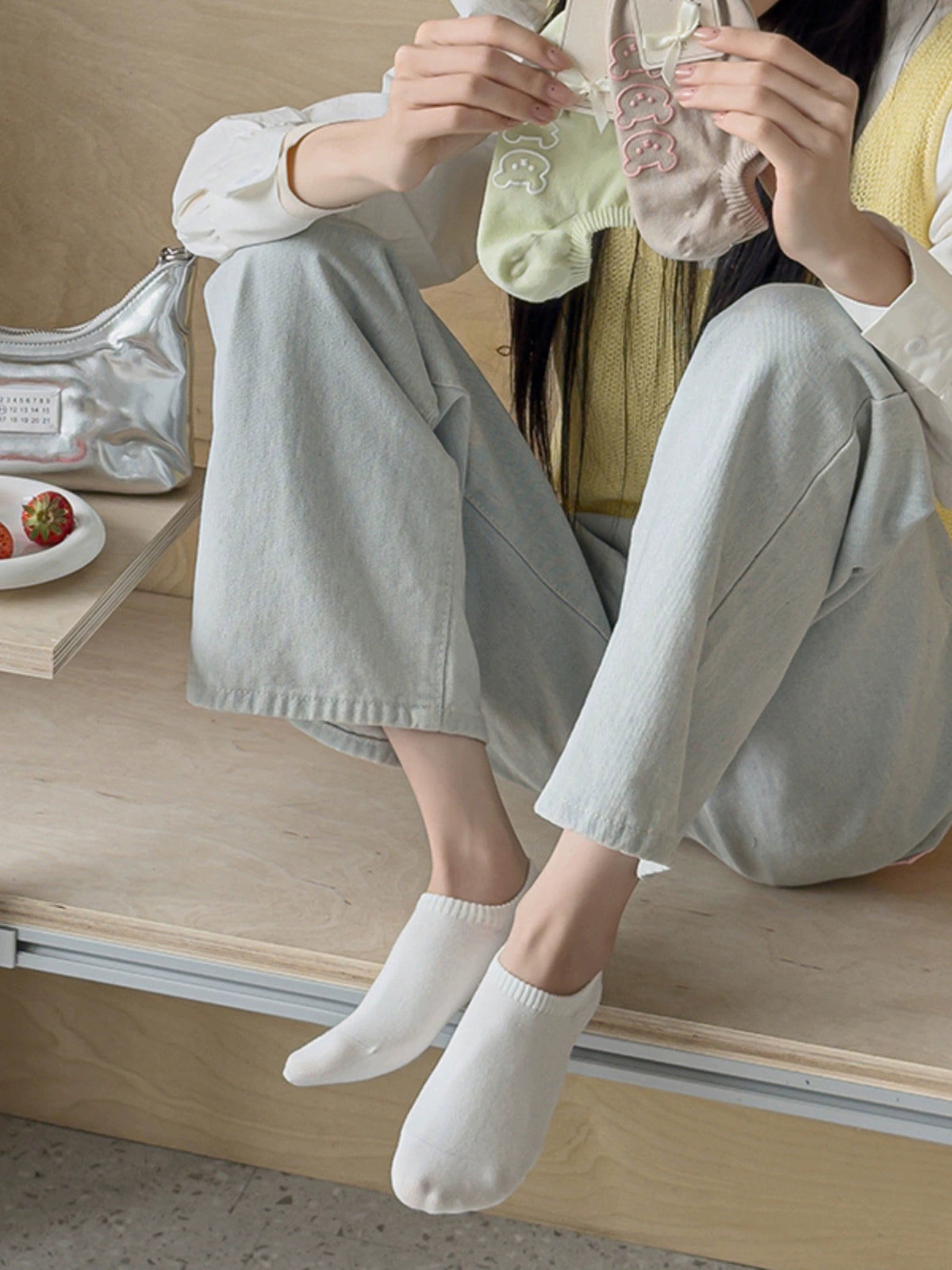 [7 Pairs] How to Be Cute and Charming When Wearing Magic Spring and Summer Thin Breathable Pure Cotton