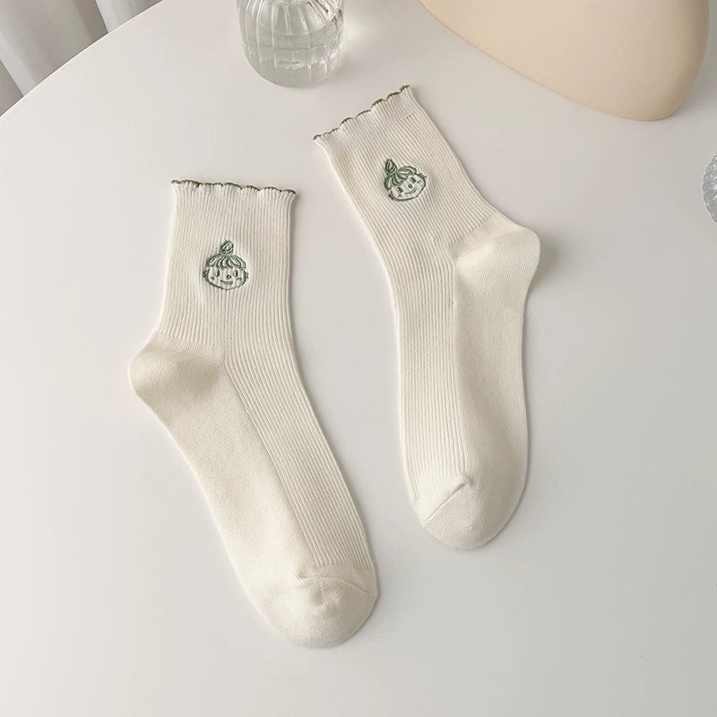 [2 Pairs] Matcha Green Flavor Spring Summer Pure Cotton Cute Girl Avatar Socks