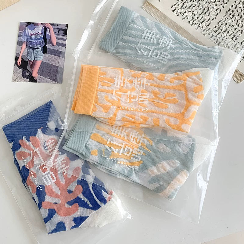 [4 Pairs] Summer Thin Ocean Style Fresh Simple and Breathable Wear