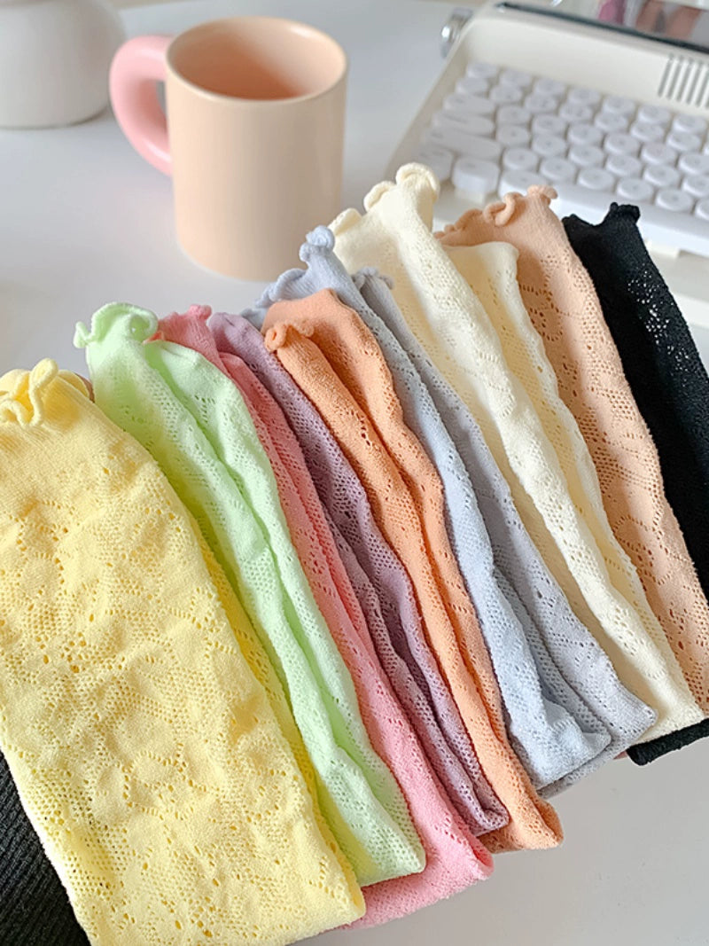 [5 Pairs] Summer Thin and Comfortable Breathable Mesh Pile Style Tube Socks
