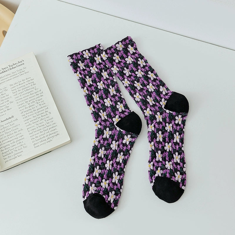 [5 Pairs] Spring and Summer Ethnic Style Low-Key Luxury with Connotation Easy to Wear Pure Cotton Mid-Calf