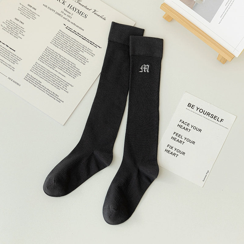 [2 Pairs] College Style All-Match Embroidery Calf Socks Spring and Summer Selected Boutique