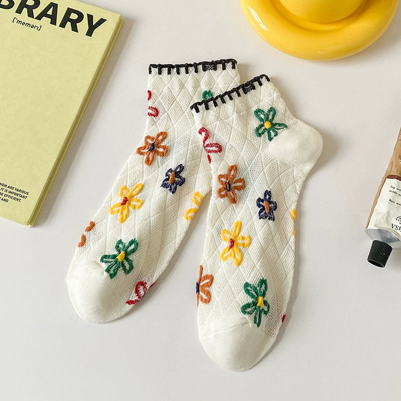 [5 Pairs] Classical Color Spring and Summer Thin Boat Ethnic Style a Little Retro Girl