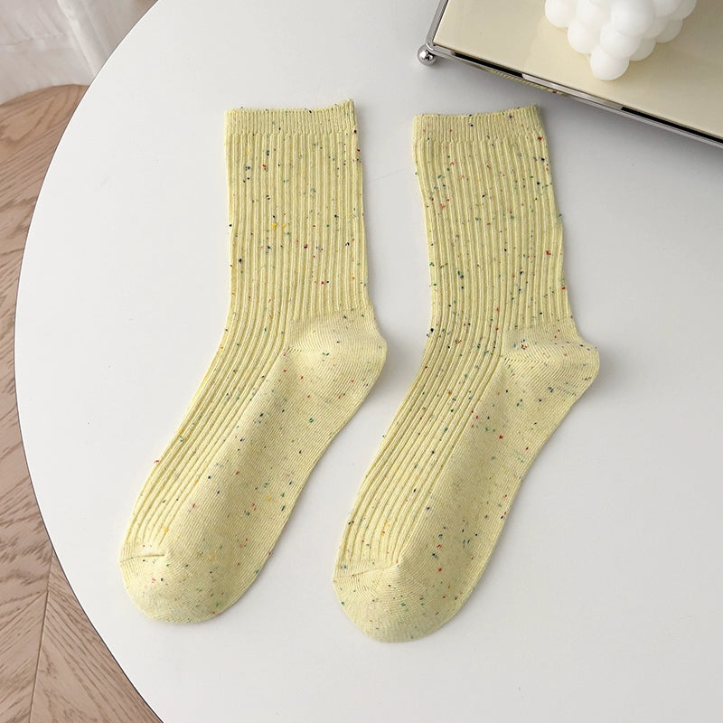 [5 Pairs] Spring and Summer NEPs Yarn Simple and Elegant Tube Socks