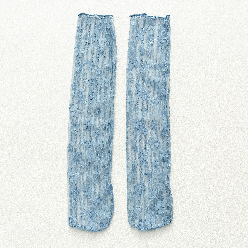 [2 Pairs] Summer Lace Breathable Cool Mesh Curling with Leather Shoes Good Socks