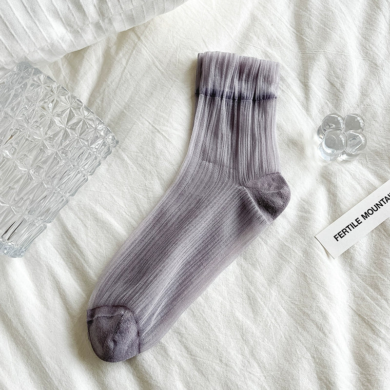 [5 Pairs] Summer Thin Breathable Sexy Fairy Crystal Silk Tube Socks