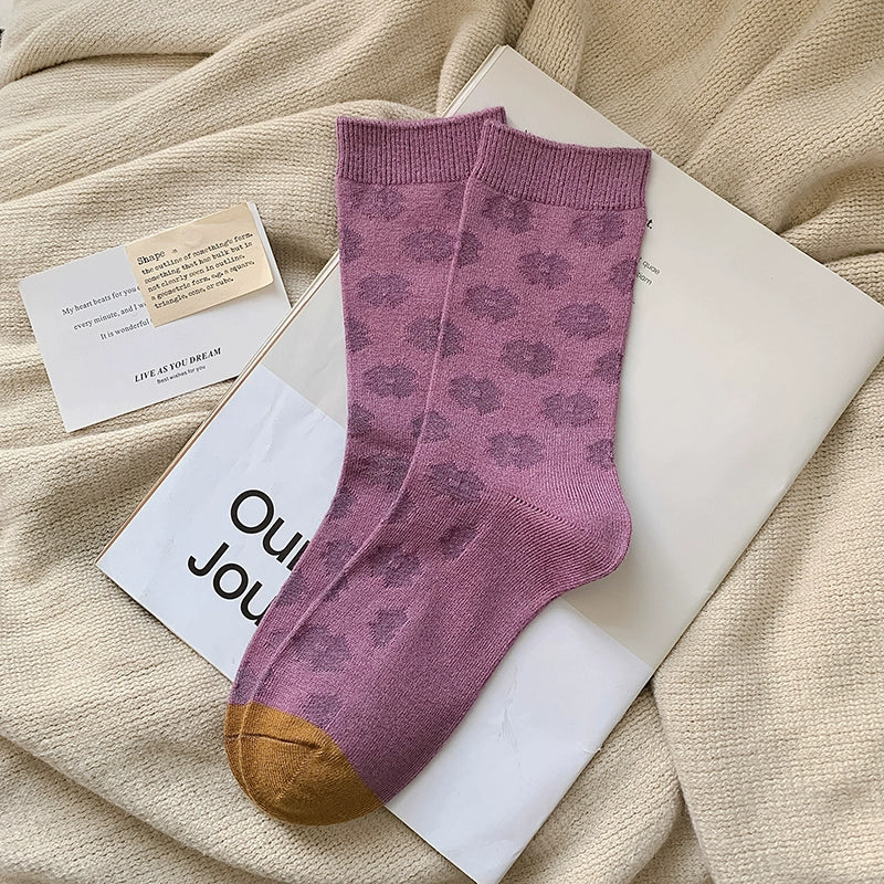 [4 Pairs] New Fashion Not Absent Spring and Summer Double Needle Purple Quiet Girly and Fashion Wear