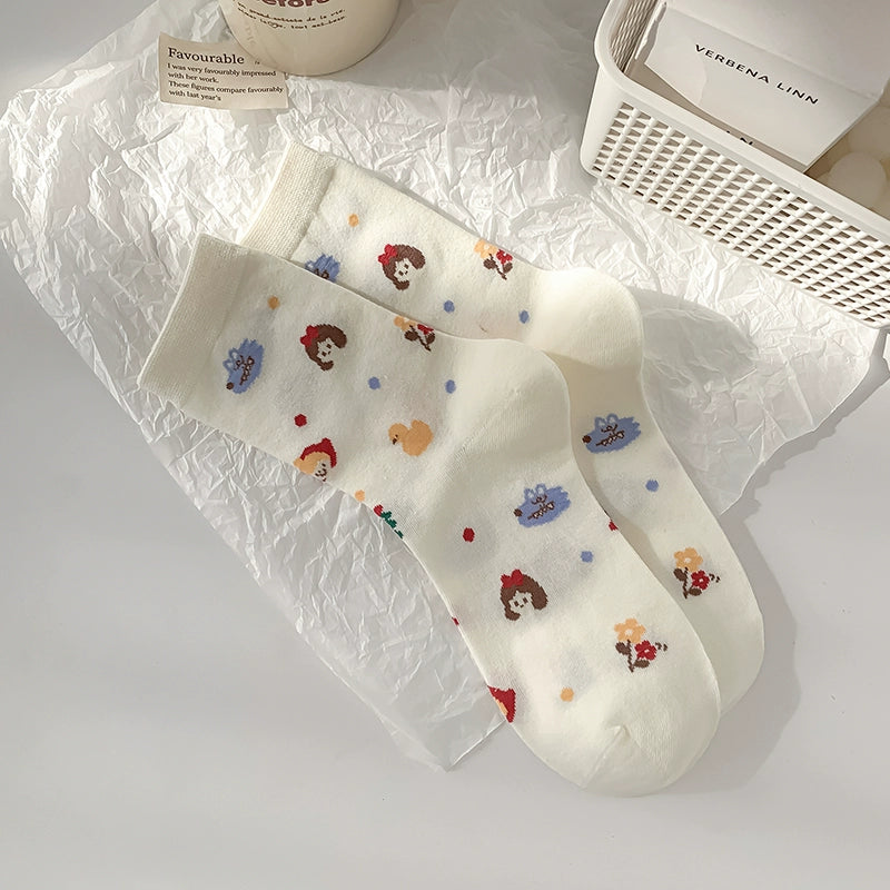 [4 Pairs] Trendy Cute Elements Summer Thin Breathable Japanese Cute Wear