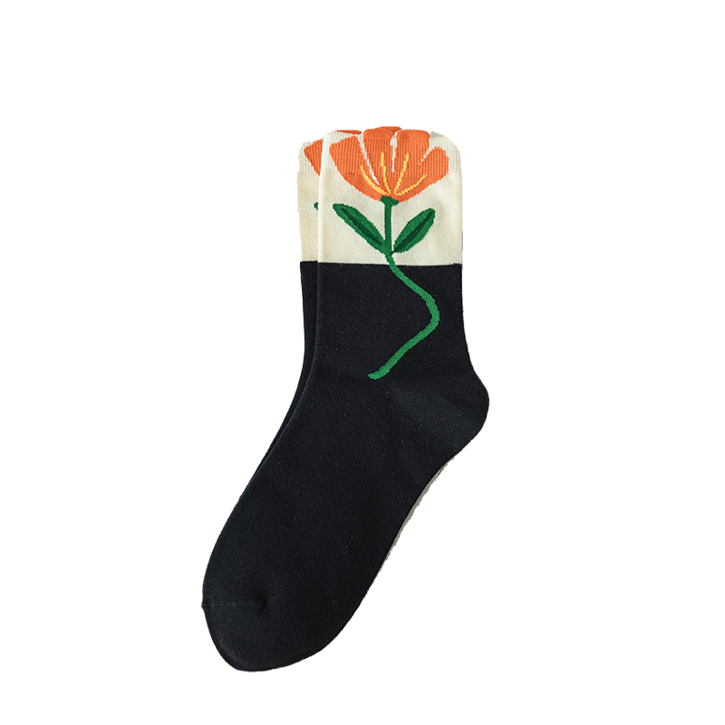 [5 Pairs] Spring and Summer Cotton Plant Flower Pattern Strange Flower Good Match