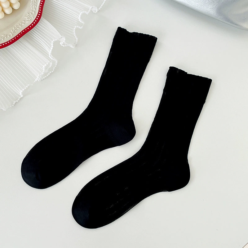 [5 Pairs] Summer Kanekalon Breathable Sexy Girl Fashion Simple Plain Color Easy to Match