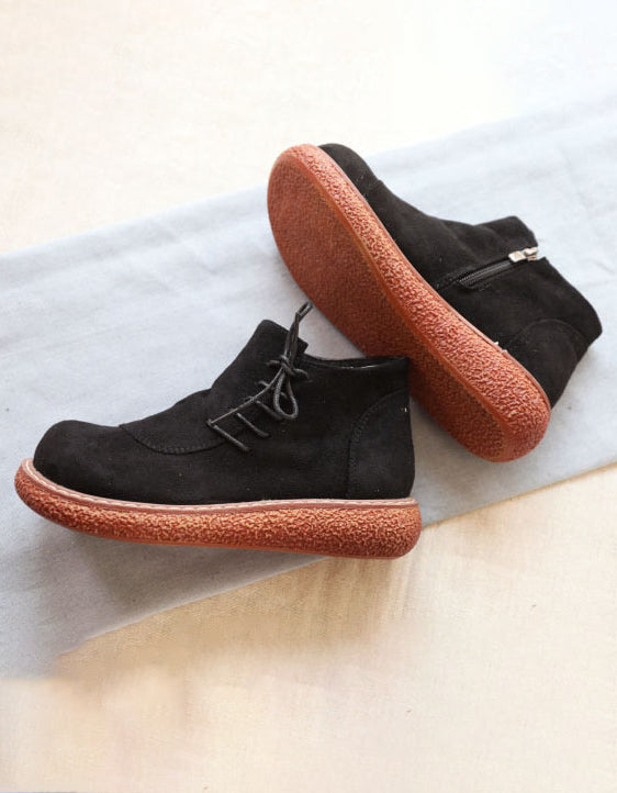 Retro Side Lace-up Suede Spring Shoes
