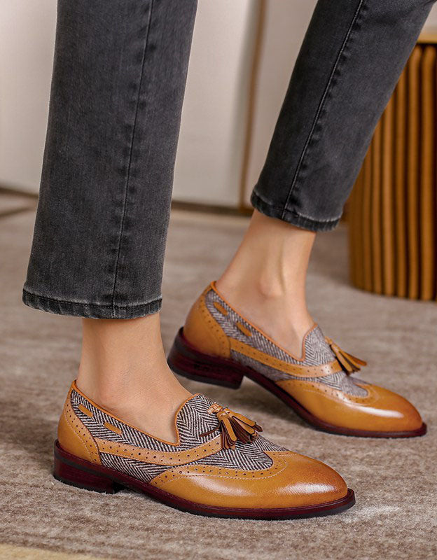 Vintage British Brogue Style Women‘s Oxford Shoes