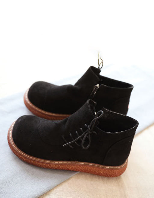Retro Side Lace-up Suede Spring Shoes