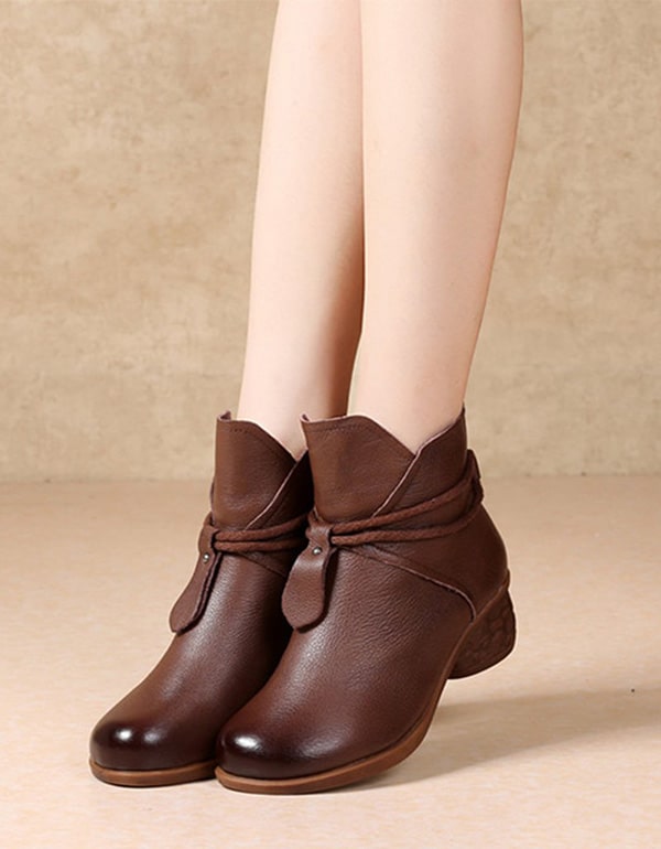 Autumn Winter Leather Retro Chunky Shoes | Gift Shoes