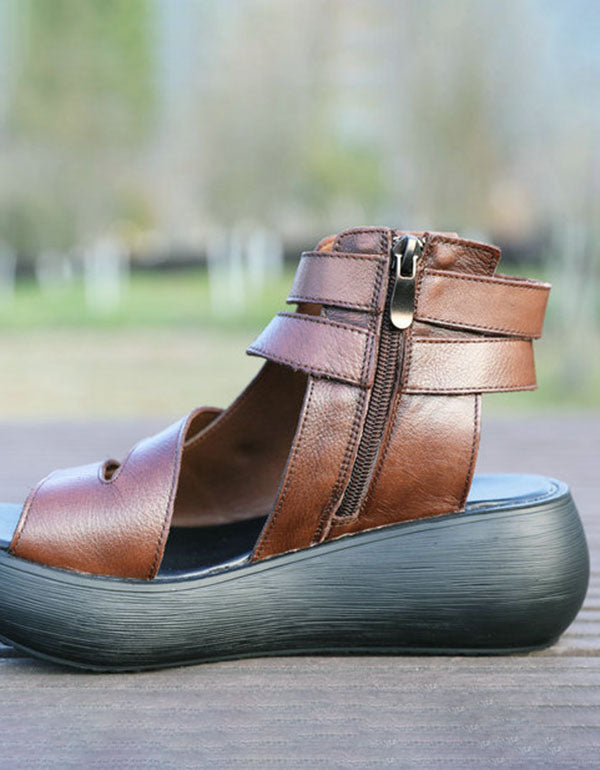 Handmade Women Retro Ankle Strap Sandals