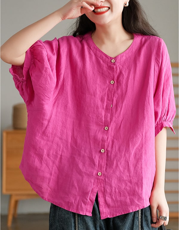 Spring Women's Lantern-sleeve Linen Shirt