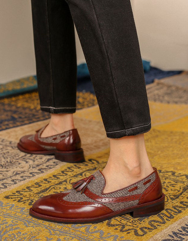 Vintage British Brogue Style Women‘s Oxford Shoes