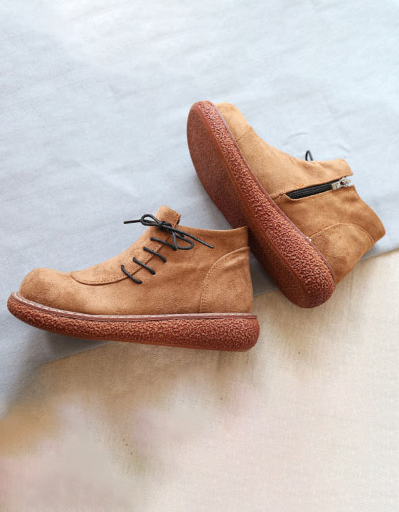 Retro Side Lace-up Suede Spring Shoes