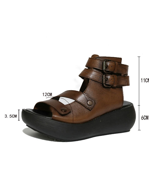 Handmade Women Retro Ankle Strap Sandals